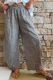 Nonni Gingham Relaxed Barrel Pant Chocolate
